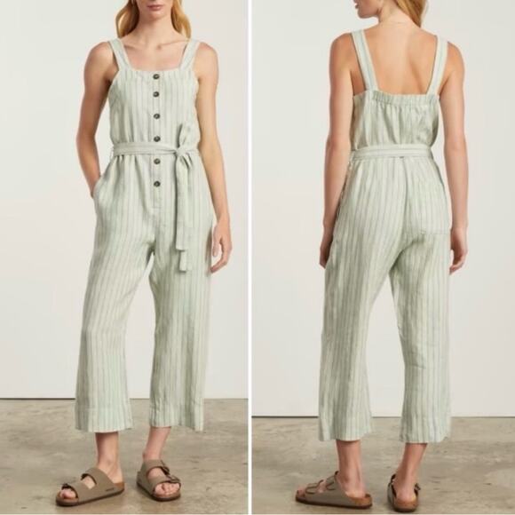 Everlane Striped Jumpsuit in Light Green - Picture 1 of 16